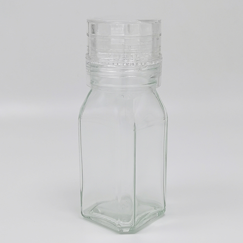 square shape glass salt grinder contain120g salt and pepper
