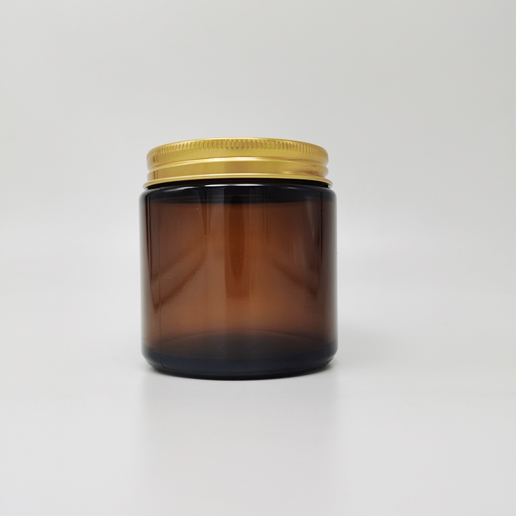 Amber Candle Jar With Gold Metal Lid  Manufacture
