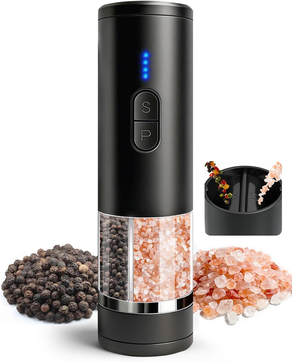 2-in-1 Electric Salt and Pepper Grinder Set, USB-C Rechargeable Automatic Mill with LED Light,  Adjustable Coarseness Supplier